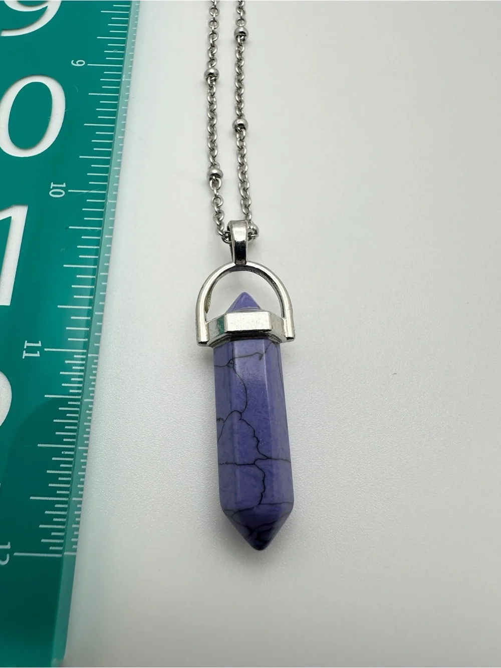 Blue Stone Pendant Necklace - Silver Chain